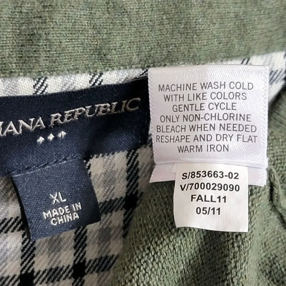 Banana Republic Sweater Men XL Green 100% Cotton Long Sleeve Blade Collar Preppy